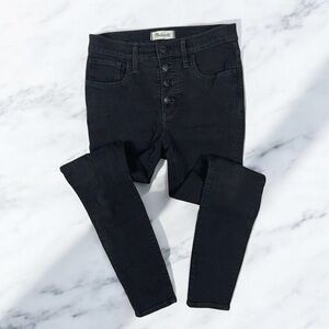 Madewell 9" Mid Rise Skinny Jeans Size 26 Exposed Button Fly Black Frost M4231
